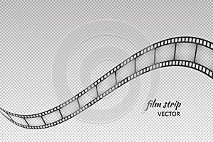 Film strip pattern. Black motion filmstrip on transparent background. Element for design old video film format. Dynamic clipping r