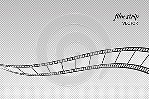 Film strip pattern. Black motion filmstrip on transparent background. Element for design old video film format. Dynamic clipping r