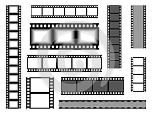 Film strip. Realistic cinema tape. Blank bands for recording video or shooting photographs and showing presentation