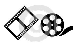 Film strip and reel vector icon