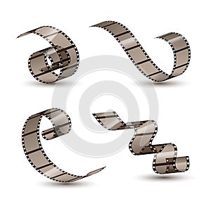 Film strip roll. Cinema tape set design. Filmstrip movie entertainment. Cinematography frame