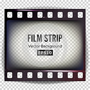 Film Strip Vector. Frame Strip Blank Scratched Isolated On Transparent Background.