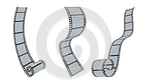 Film strips collection. Retro photo and movie film roll vector set for cinema design. Movie production with realistic blank