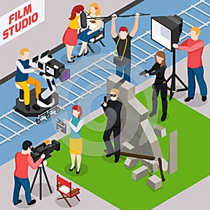 Film Studio Isometric Composition