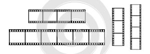 Film tape strips. Isolated. Cinema concept. 3d realistic vector.