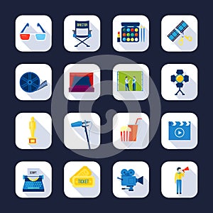 Filmaking Flat Icons Collection Black Background photo