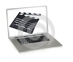 Filmmaking editing on laptop computer