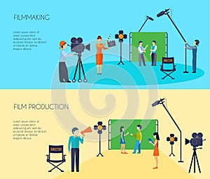 Filmmaking Process 2 Flat Horizontal Banners photo