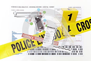 Films and graphs of DNA analysed material from investigation