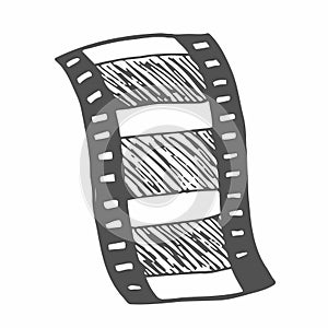 Filmstrip For Cinema Projector Monochrome Vector. Aged Blank Filmstrip Frames. Hollywood Cinematography Media Slide Engraving