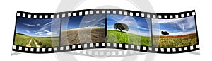 Filmstrip with four colorful landscapes