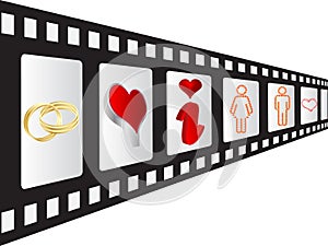 Filmstrip with love elements