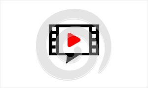 Filmstrip play button  or media icon play button Logo design illustration vector template