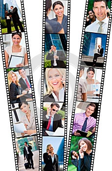 Filmstrip Successful City Business Men & Women