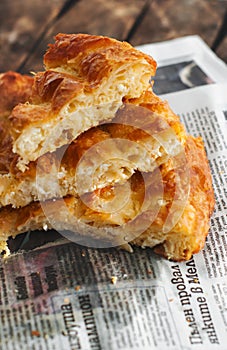 Filo pie with eggs and cheese /Banitsa/ photo