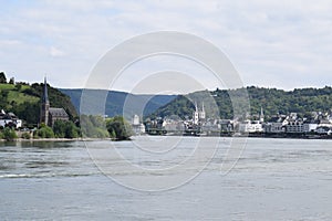 Filsen, Germany - 08 24 2021: Boppard and Filsen waterfronts