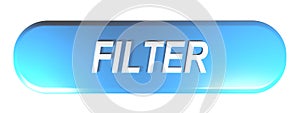 Filter blue rounded rectangle push button - 3D rendering illustration