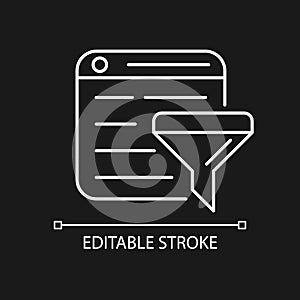 Filter bubble white linear icon for dark theme