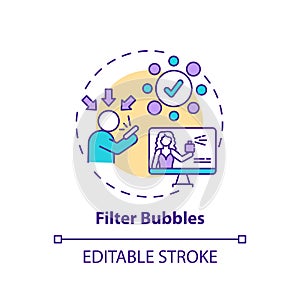 Filter bubbles concept icon