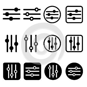 Filter control icon vector set. Adjustment illustration sign. mixer symbol.