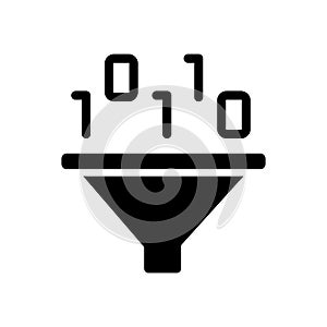Filter for data mining black glyph icon