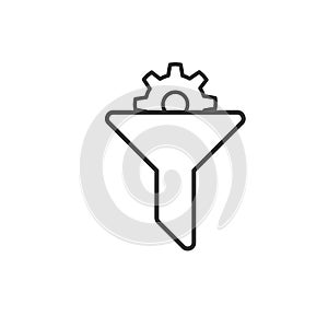 Filter icon with gear. app, UI. Stock Vector illustration isolated on white background.