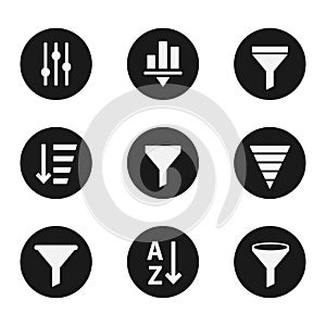 Filter objects icons industry set