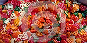 Filter shape chips pattern in multicolored food ingredients