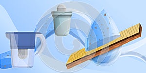 Filter water concept banner, cartoon style