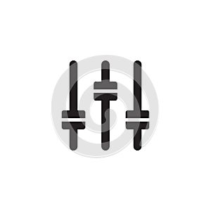 Filter web black icon design. Audio, contrast, brightness, color setting. Balance sign. Control panel symbol. Vector illustration.