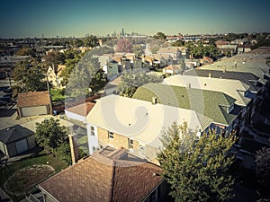 Filtered image top view typical residential neighborhood with do