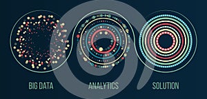Filtering machine algorithms. Modern Big data visualization. Information analytics concept. Sorting data. Vector technology