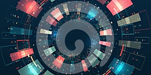 Filtering machine algorithms. Sorting data. Vector technology background. Wide Big data visualization. Information analytics