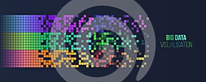 Filtering machine algorithms. Wide Big data visualization. Information analytics concept. Sorting data. Modern technology
