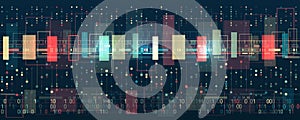 Filtering machine algorithms. Wide Big data visualization. Information analytics concept. Sorting data. Vector technology