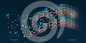 Filtering machine algorithms. Wide Big data visualization. Information analytics concept. Sorting data. Vector technology