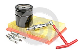 Filters for car and spark plugs