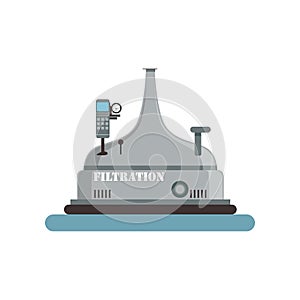 Filtration beer tank, brewing production process vector Illustration on a white background