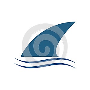 Fin Shark above the Water Modern Logo Symbol - Vector