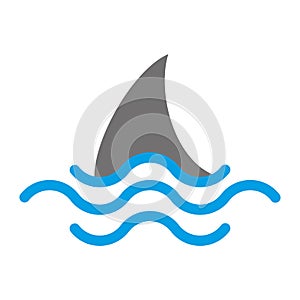 Fin Shark above the Water. Vector logo design template