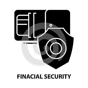 finacial security icon, black vector sign with editable strokes, concept illustration