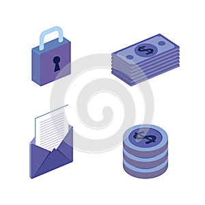 Finacial transaction isometric set icons