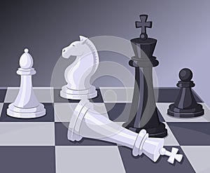 Final of chess game. Checkmate on chess board. Business concept