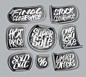 Final clearance, super sale, hot price, sold out, limited offer - stickers set