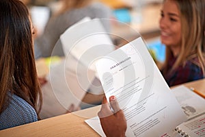 Final examination - students having a test in a classroom