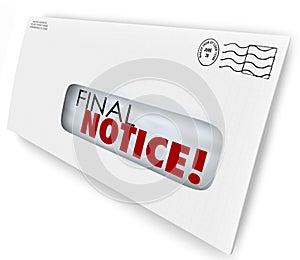Final Notice Envelope Bill Invoice Past Due Pay Now