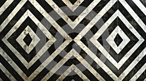 The final panel showcases a bold and dynamic pattern with repeating diamonds and zigzags in shades of black and silver photo