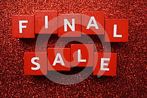 Final Sale alphabet letter on red glitter background