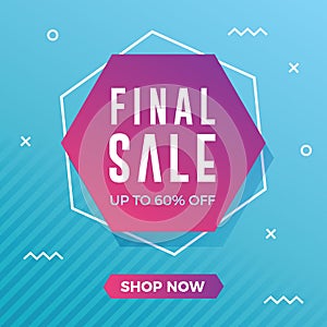 Final sale banner with modern blue memphis background