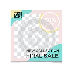 Final sale card with pastel color.